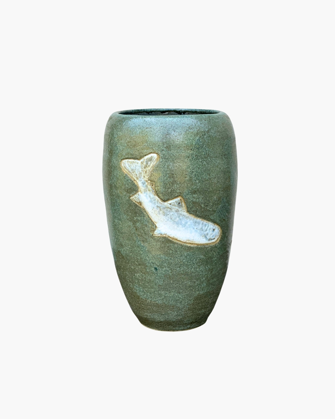 VINTAGE Stoneware Fish Vase