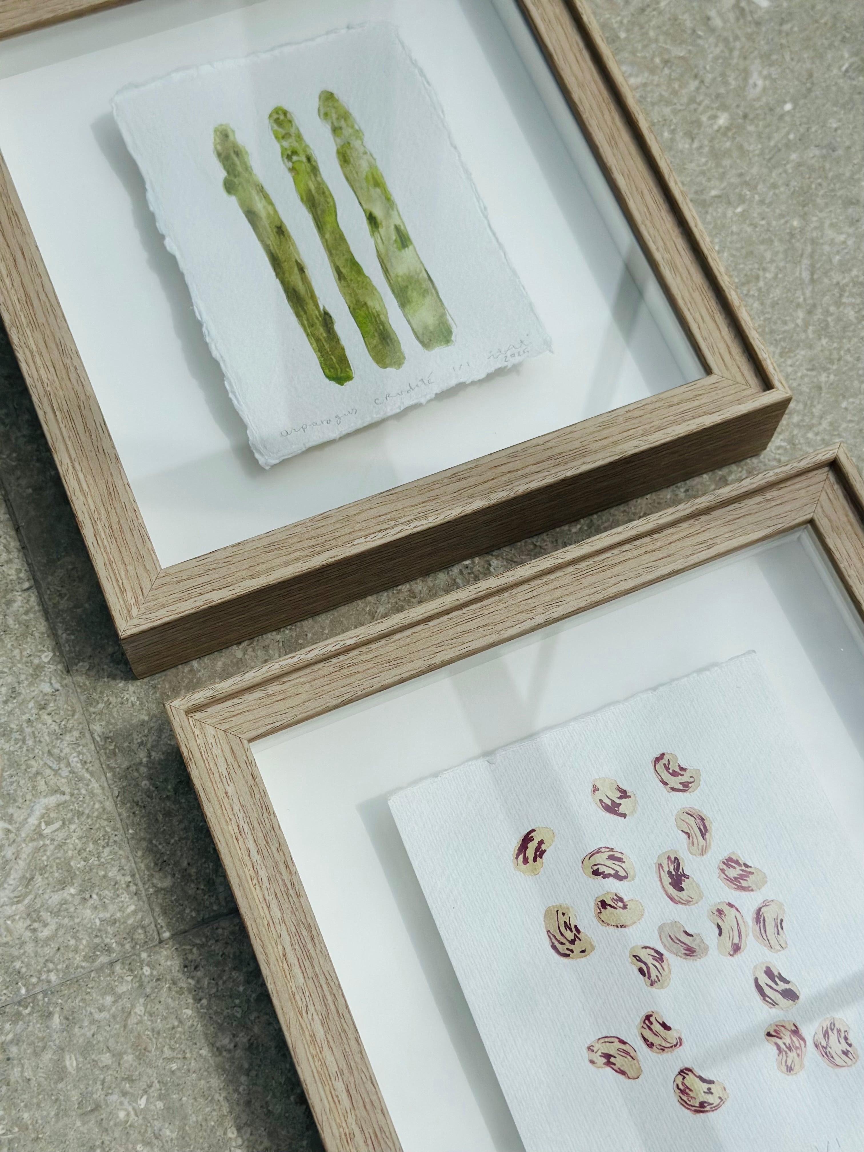 Crudité Asparagus Framed Watercolor Artwork