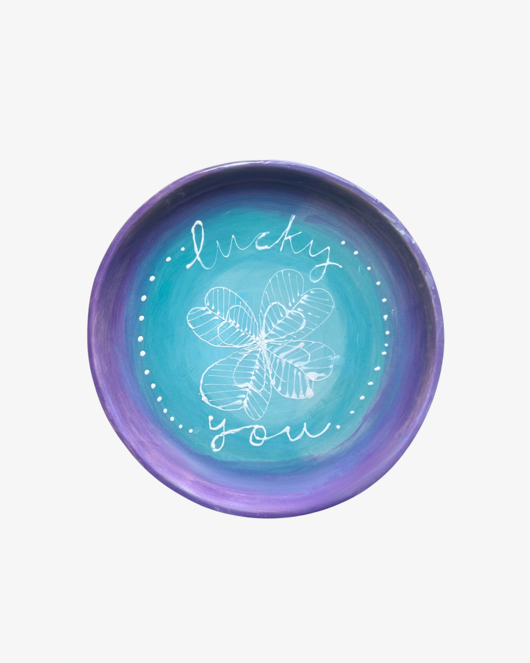 Lucky You 4 Leaf Clover Blue/Purple Wall Plate