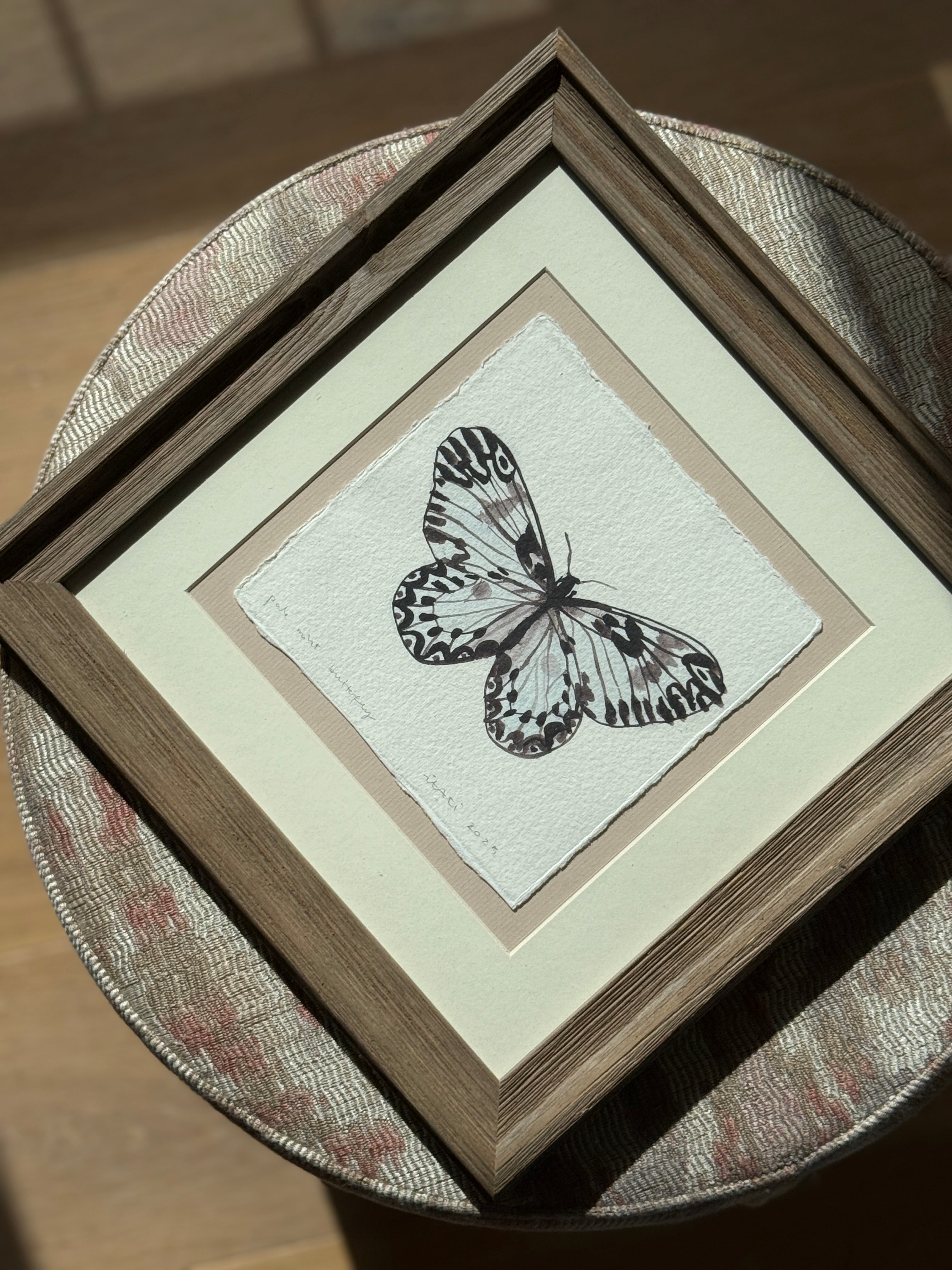 ‘Pale Mint Butterfly II’ Framed Original Artwork