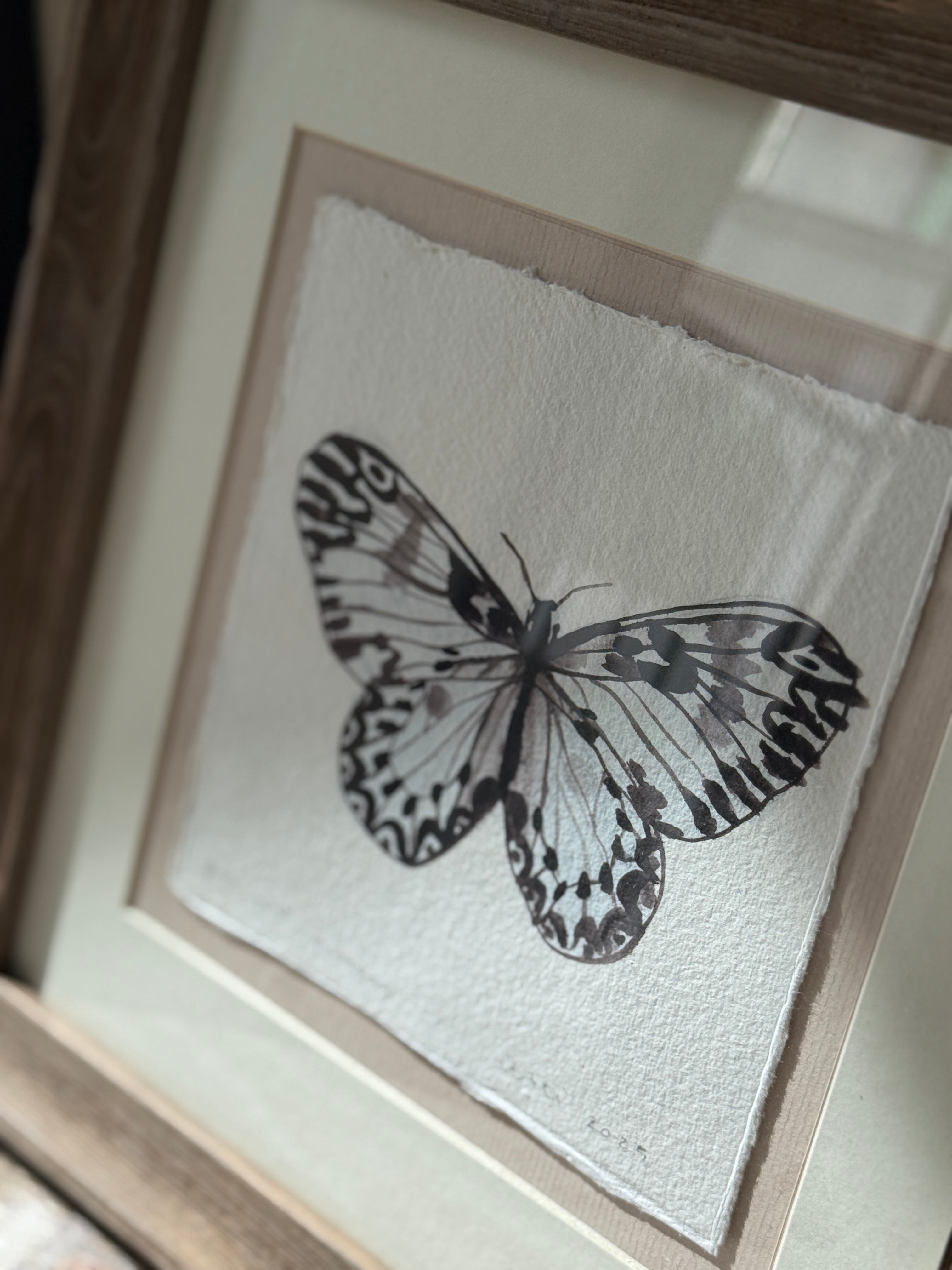 ‘Pale Mint Butterfly II’ Framed Original Artwork