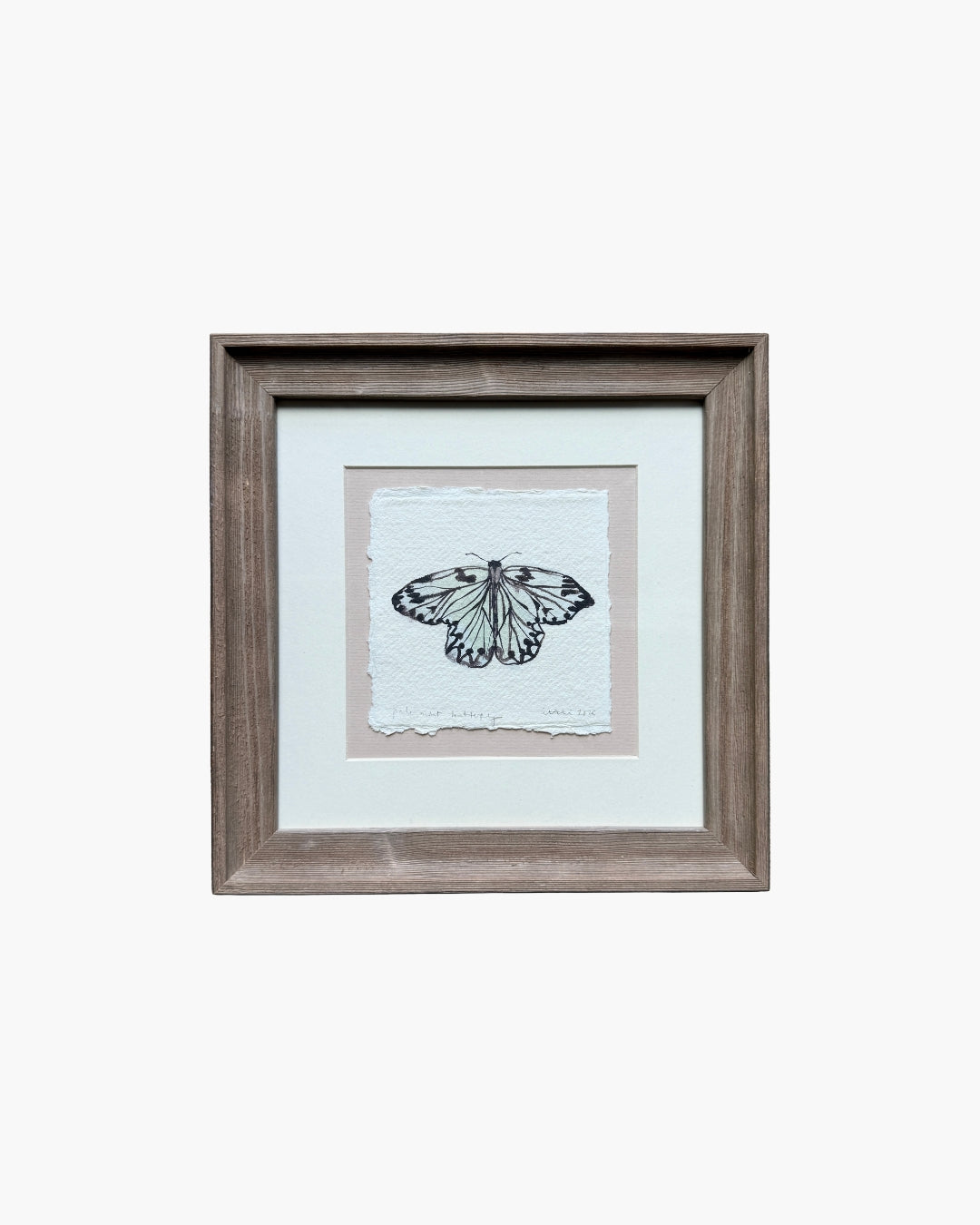 'Pale Mint Butterfly I' Framed Original Artwork